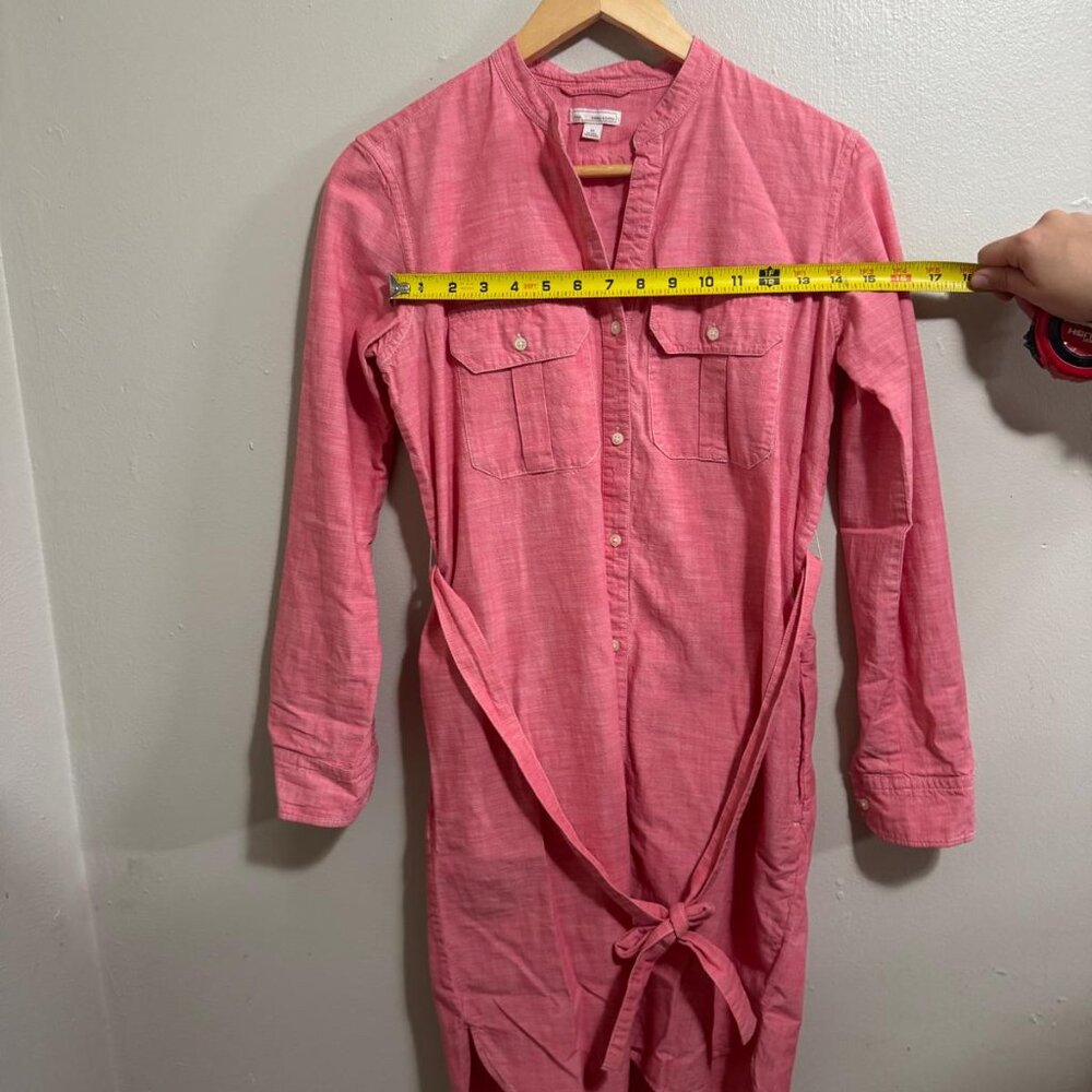 Gap WomensDress XS Shirt Button Up Long Sleeve Coral Red Chambray Relaxed Cotton - Picture 2 of 13